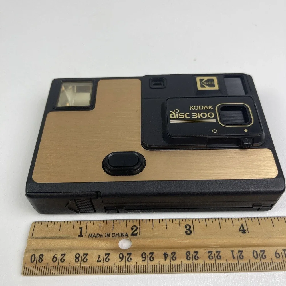 1980s Kodak Disc 3100 Gold and Black Disc Camera Made In USA Vintage Untested